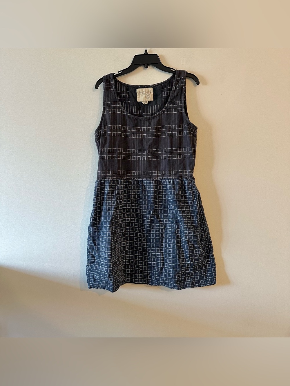 Ace & Jig Bungalow Dress Lattice Bangle Print Navy Blue L Mini Lagenlook Boho

G